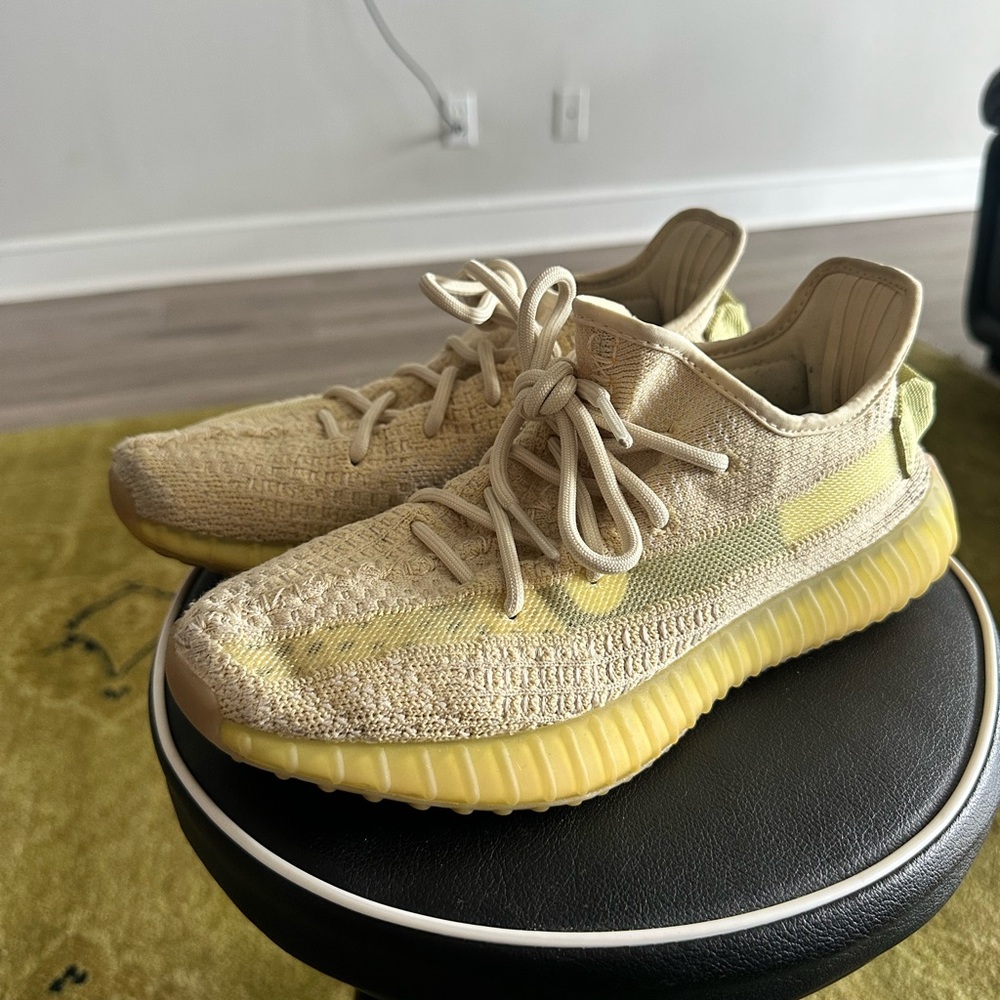 Yeezy Athletic Shoes Beige Yellow Knit Sneakers